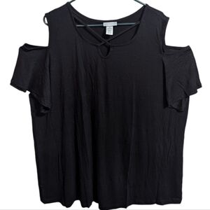Catherine's womenmens Cold Shoulder Blouse 1X 18 / 20 Black NEW w-417